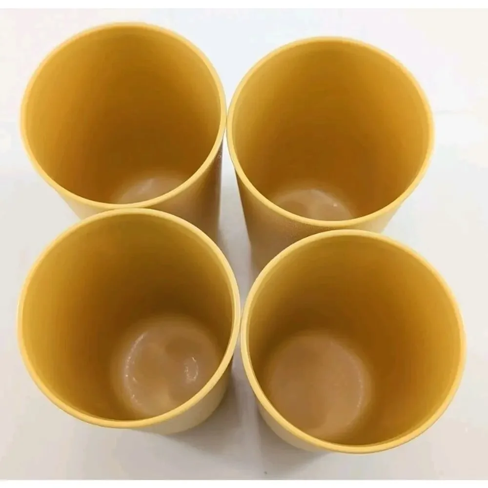 4 Tupperware Tumblers #873 Tumblers 12 oz Vintage Harvest Gold Yellow Cups